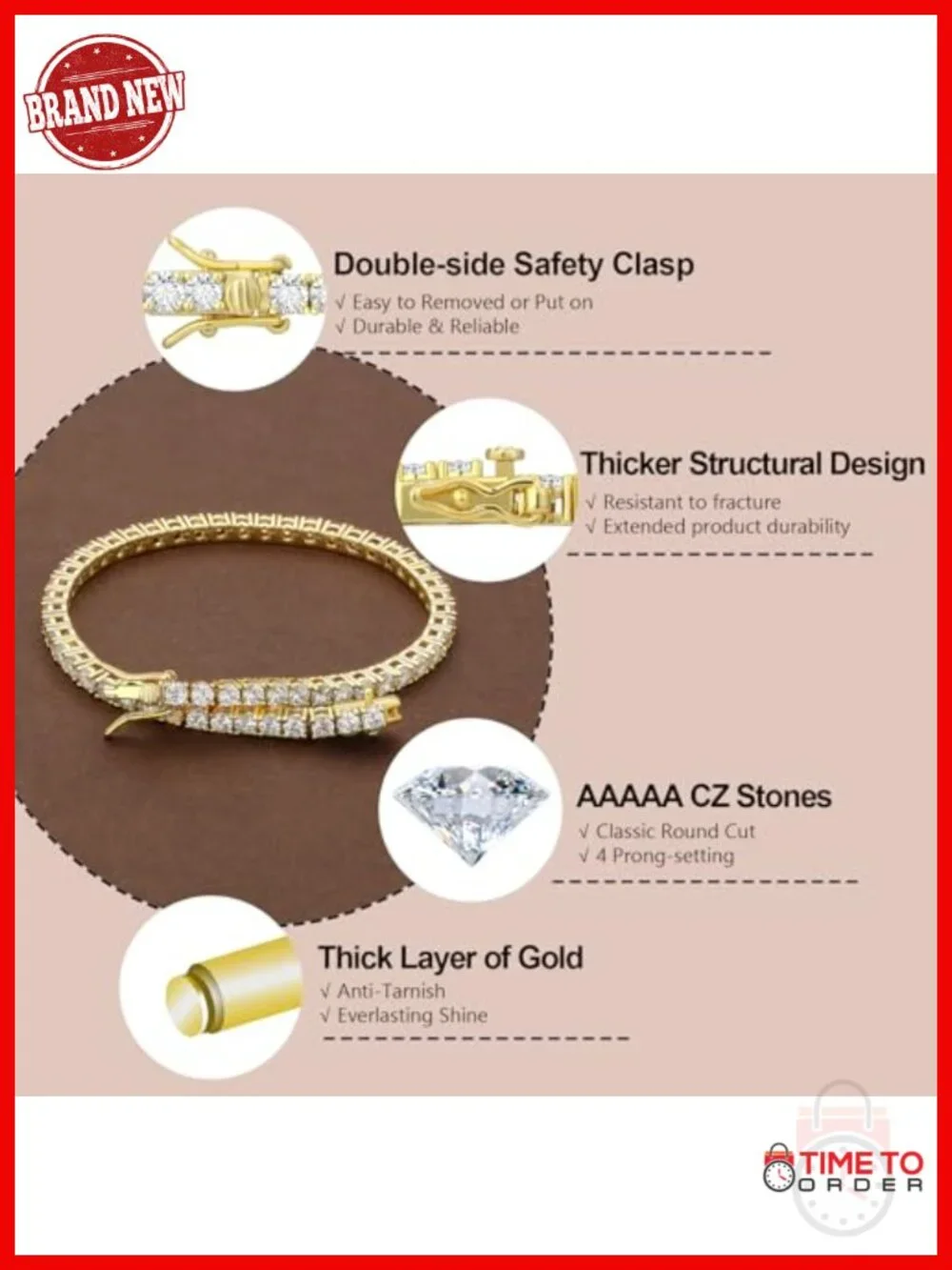 14K White Gold Plated Cubic Zirconia Tennis Bracelet